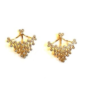 Gold and crystal hanging earrings